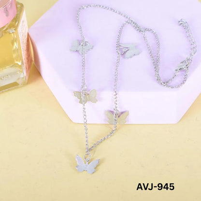 Korean Butterfly Necklace Gold Silver Alloy Daily Wear