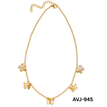 Korean Butterfly Necklace Gold Silver Alloy Daily Wear