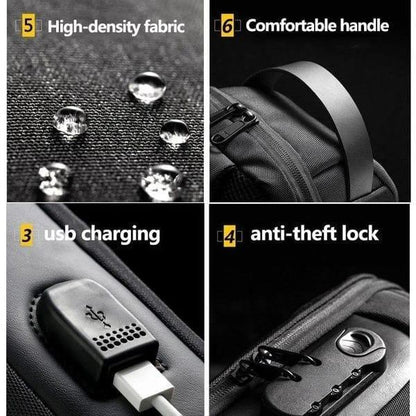 Travel Crossbody Bag Black Brown Waterproof Oxford